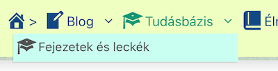 Fejezetek és leckék menüpont